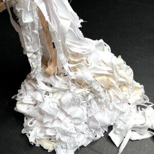 1/2# Lb Fabric Bundle Lot White Ruffle Fringe Mummy Halloween Cosplay Costume
